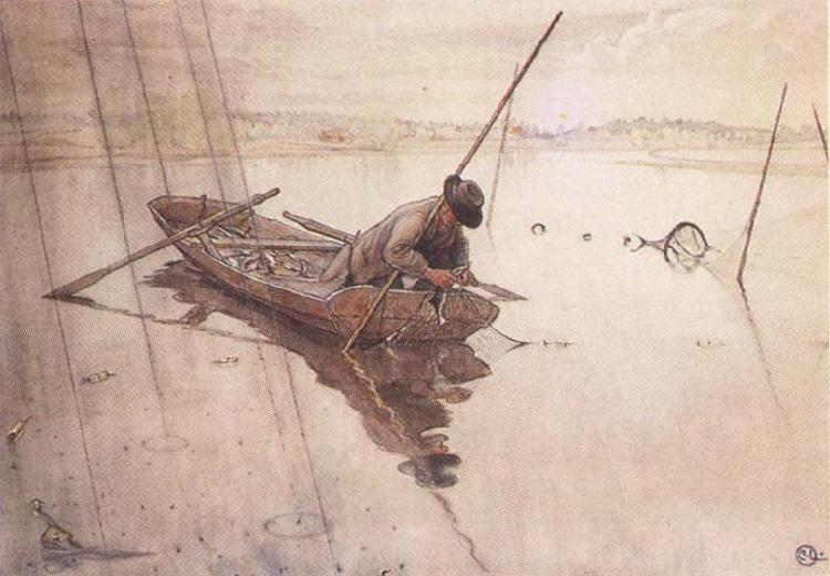 Carl Larsson Fishing Sweden oil painting art